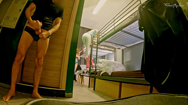 HOSTEL MIXED ROOM: two sluts, one room, a lot of cum