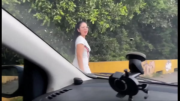 I stop a stranger on a public road, I'_m looking for someone to fuck me on the road, and I get in his car, let the stranger masturbate me and then he takes me to the forest to fuck me. I'_m a slut horny